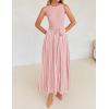 imageZESICA Womens Summer Sleeveless Maxi Dress 2025 Crewneck Ribbed Knit Tie Waist Casual A Line Swing DressesDustypink