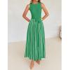 imageZESICA Womens Summer Sleeveless Maxi Dress 2025 Crewneck Ribbed Knit Tie Waist Casual A Line Swing DressesGreen