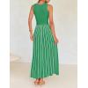 imageZESICA Womens Summer Sleeveless Maxi Dress 2025 Crewneck Ribbed Knit Tie Waist Casual A Line Swing DressesGreen