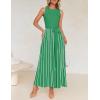 imageZESICA Womens Summer Sleeveless Maxi Dress 2025 Crewneck Ribbed Knit Tie Waist Casual A Line Swing DressesGreen