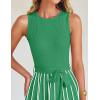 imageZESICA Womens Summer Sleeveless Maxi Dress 2025 Crewneck Ribbed Knit Tie Waist Casual A Line Swing DressesGreen