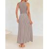 imageZESICA Womens Summer Sleeveless Maxi Dress 2025 Crewneck Ribbed Knit Tie Waist Casual A Line Swing DressesKhaki