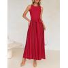 imageZESICA Womens Summer Sleeveless Maxi Dress 2025 Crewneck Ribbed Knit Tie Waist Casual A Line Swing DressesRed