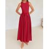 imageZESICA Womens Summer Sleeveless Maxi Dress 2025 Crewneck Ribbed Knit Tie Waist Casual A Line Swing DressesRed