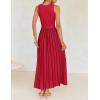 imageZESICA Womens Summer Sleeveless Maxi Dress 2025 Crewneck Ribbed Knit Tie Waist Casual A Line Swing DressesRed