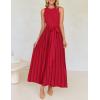 imageZESICA Womens Summer Sleeveless Maxi Dress 2025 Crewneck Ribbed Knit Tie Waist Casual A Line Swing DressesRed