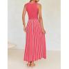 imageZESICA Womens Summer Sleeveless Maxi Dress 2025 Crewneck Ribbed Knit Tie Waist Casual A Line Swing DressesWatermelon