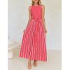 imageZESICA Womens Summer Sleeveless Maxi Dress 2025 Crewneck Ribbed Knit Tie Waist Casual A Line Swing DressesWatermelon