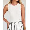 imageZESICA Womens Summer Sleeveless Maxi Dress 2025 Crewneck Ribbed Knit Tie Waist Casual A Line Swing DressesWhite