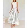 imageZESICA Womens Summer Sleeveless Maxi Dress 2025 Crewneck Ribbed Knit Tie Waist Casual A Line Swing DressesWhite