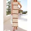 imageZESICA Womens Summer Striped Cover Up Dress 2025 Sleeveless Crewneck Crochet Hollow Out Sundress Beach Long Maxi DressesBeige