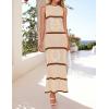 imageZESICA Womens Summer Striped Cover Up Dress 2025 Sleeveless Crewneck Crochet Hollow Out Sundress Beach Long Maxi DressesBeige