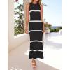 imageZESICA Womens Summer Striped Cover Up Dress 2025 Sleeveless Crewneck Crochet Hollow Out Sundress Beach Long Maxi DressesBlack