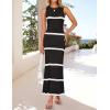 imageZESICA Womens Summer Striped Cover Up Dress 2025 Sleeveless Crewneck Crochet Hollow Out Sundress Beach Long Maxi DressesBlack