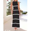 imageZESICA Womens Summer Striped Cover Up Dress 2025 Sleeveless Crewneck Crochet Hollow Out Sundress Beach Long Maxi DressesBlack