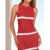 imageZESICA Womens Summer Striped Cover Up Dress 2025 Sleeveless Crewneck Crochet Hollow Out Sundress Beach Long Maxi DressesCoral Red