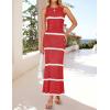 imageZESICA Womens Summer Striped Cover Up Dress 2025 Sleeveless Crewneck Crochet Hollow Out Sundress Beach Long Maxi DressesCoral Red