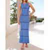 imageZESICA Womens Summer Striped Cover Up Dress 2025 Sleeveless Crewneck Crochet Hollow Out Sundress Beach Long Maxi DressesDusty Blue