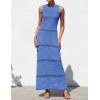 imageZESICA Womens Summer Striped Cover Up Dress 2025 Sleeveless Crewneck Crochet Hollow Out Sundress Beach Long Maxi DressesDusty Blue