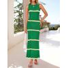 imageZESICA Womens Summer Striped Cover Up Dress 2025 Sleeveless Crewneck Crochet Hollow Out Sundress Beach Long Maxi DressesGreen