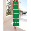 imageZESICA Womens Summer Striped Cover Up Dress 2025 Sleeveless Crewneck Crochet Hollow Out Sundress Beach Long Maxi DressesGreen