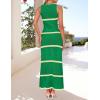 imageZESICA Womens Summer Striped Cover Up Dress 2025 Sleeveless Crewneck Crochet Hollow Out Sundress Beach Long Maxi DressesGreen
