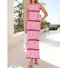 imageZESICA Womens Summer Striped Cover Up Dress 2025 Sleeveless Crewneck Crochet Hollow Out Sundress Beach Long Maxi DressesPink