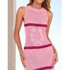 imageZESICA Womens Summer Striped Cover Up Dress 2025 Sleeveless Crewneck Crochet Hollow Out Sundress Beach Long Maxi DressesPink