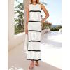 imageZESICA Womens Summer Striped Cover Up Dress 2025 Sleeveless Crewneck Crochet Hollow Out Sundress Beach Long Maxi DressesWhite