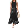 imageZESICA Womens Summer Sleeveless Maxi Dress 2025 Crewneck Ribbed Knit Tie Waist Casual A Line Swing DressesBlack