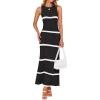 imageZESICA Womens Summer Striped Cover Up Dress 2025 Sleeveless Crewneck Crochet Hollow Out Sundress Beach Long Maxi DressesBlack