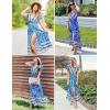 imageZESICA Womens Bohemian Floral Printed Wrap V Neck Short Sleeve Split Beach Party Maxi DressBlue