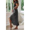 imageZESICA Womens Bohemian Floral Printed Wrap V Neck Short Sleeve Split Beach Party Maxi DressCharcoal Blackfloral