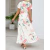 imageZESICA Womens Bohemian Floral Printed Wrap V Neck Short Sleeve Split Beach Party Maxi DressContrastwhite