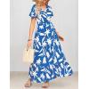 imageZESICA Womens Bohemian Floral Printed Wrap V Neck Short Sleeve Split Beach Party Maxi DressDustyblue
