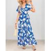 imageZESICA Womens Bohemian Floral Printed Wrap V Neck Short Sleeve Split Beach Party Maxi DressDustyblue