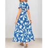 imageZESICA Womens Bohemian Floral Printed Wrap V Neck Short Sleeve Split Beach Party Maxi DressDustyblue