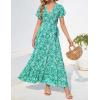 imageZESICA Womens Bohemian Floral Printed Wrap V Neck Short Sleeve Split Beach Party Maxi DressDustygreen