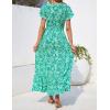 imageZESICA Womens Bohemian Floral Printed Wrap V Neck Short Sleeve Split Beach Party Maxi DressDustygreen