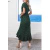 imageZESICA Womens Bohemian Floral Printed Wrap V Neck Short Sleeve Split Beach Party Maxi DressForest Greenfloral