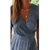 imageZESICA Womens Bohemian Floral Printed Wrap V Neck Short Sleeve Split Beach Party Maxi DressLight Blue