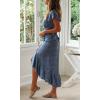 imageZESICA Womens Bohemian Floral Printed Wrap V Neck Short Sleeve Split Beach Party Maxi DressLight Blue
