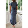 imageZESICA Womens Bohemian Floral Printed Wrap V Neck Short Sleeve Split Beach Party Maxi DressLight Blue