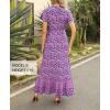 imageZESICA Womens Bohemian Floral Printed Wrap V Neck Short Sleeve Split Beach Party Maxi DressLightpurple