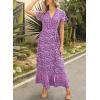 imageZESICA Womens Bohemian Floral Printed Wrap V Neck Short Sleeve Split Beach Party Maxi DressLightpurple