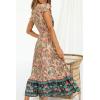 imageZESICA Womens Bohemian Floral Printed Wrap V Neck Short Sleeve Split Beach Party Maxi DressNude