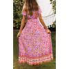imageZESICA Womens Bohemian Floral Printed Wrap V Neck Short Sleeve Split Beach Party Maxi DressPinkpurple