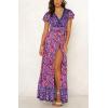 imageZESICA Womens Bohemian Floral Printed Wrap V Neck Short Sleeve Split Beach Party Maxi DressPurple