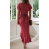 imageZESICA Womens Bohemian Floral Printed Wrap V Neck Short Sleeve Split Beach Party Maxi DressRedfloral