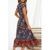 imageZESICA Womens Bohemian Floral Printed Wrap V Neck Short Sleeve Split Beach Party Maxi DressRoyal Blue
